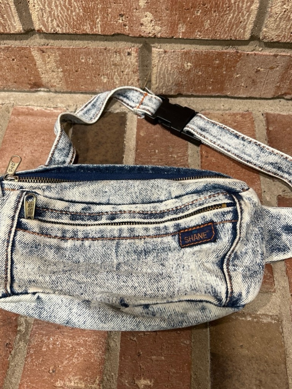 SHAN Light Wash Denim Belt Bag - Light Blue
